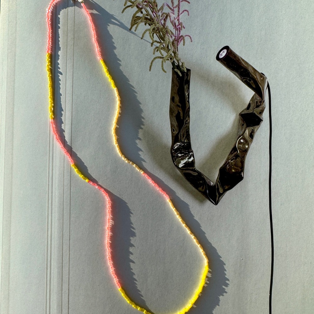Beaded Neon Multi-Color Necklace - Pink, Yellow & Cream - Picture 8 of 11